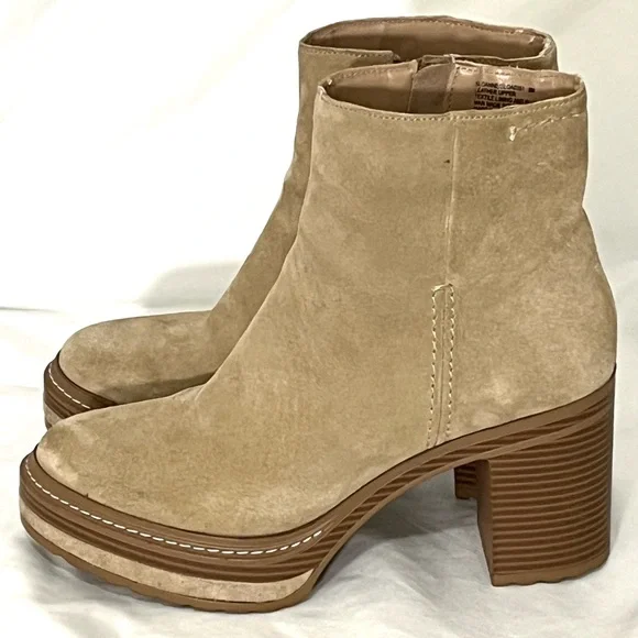 Steve Madden Suede Leather Platform Heeled Ankle Booties Size 9 - Picture 11 of 12